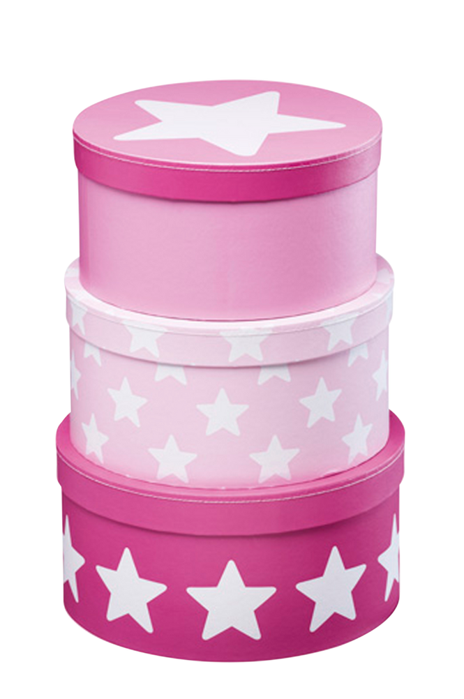 Star Pappboxar 3 pack Rosa