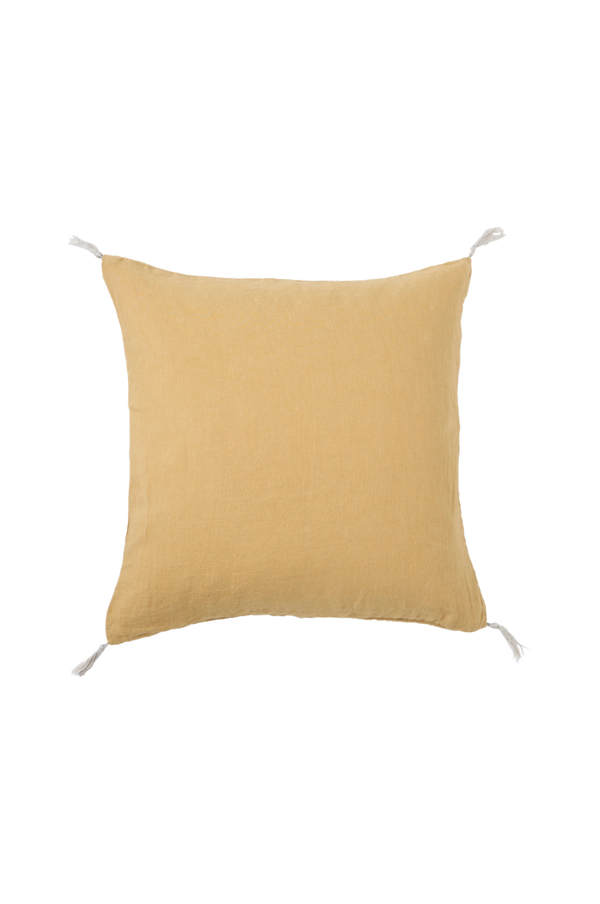 Bilde av Putetrekk Candice Tassel i vasket lin 50x50 cm - Mustard Gold
