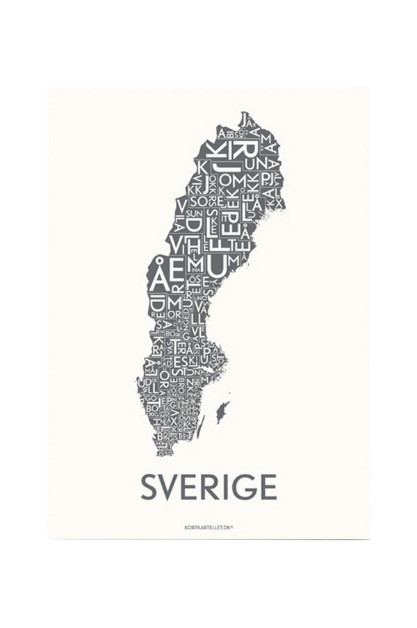 Bilde av Poster Sverige 50x70 cm - Grå
