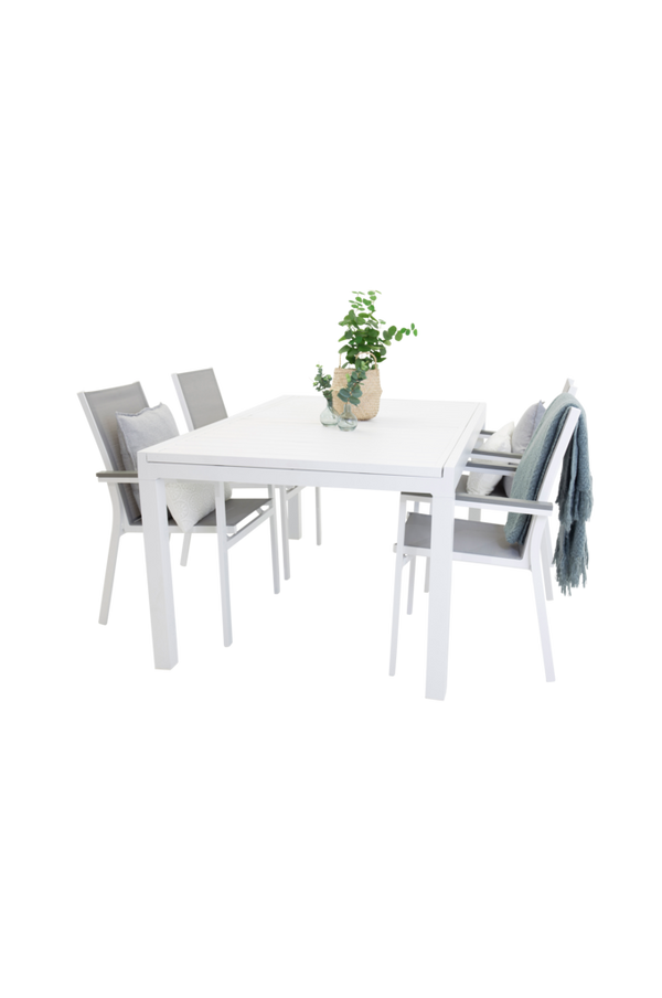 Bilde av Spisegruppe Marbella / Parma, 4 stoler - Hvit / grå
