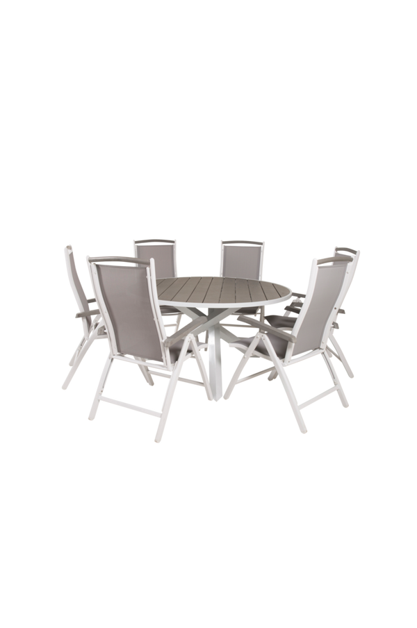 Bilde av Spisegruppe Parma / Albany, 6 stoler - Hvit / grå
