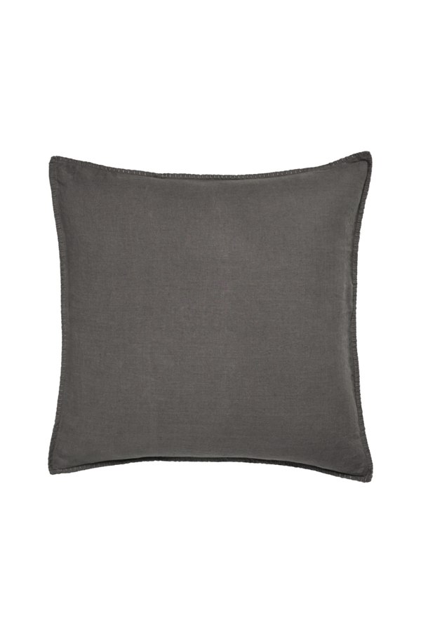 Bilde av Putevar Candice Blanket Stitch i vasket lin, 65x65 cm - Dk grey
