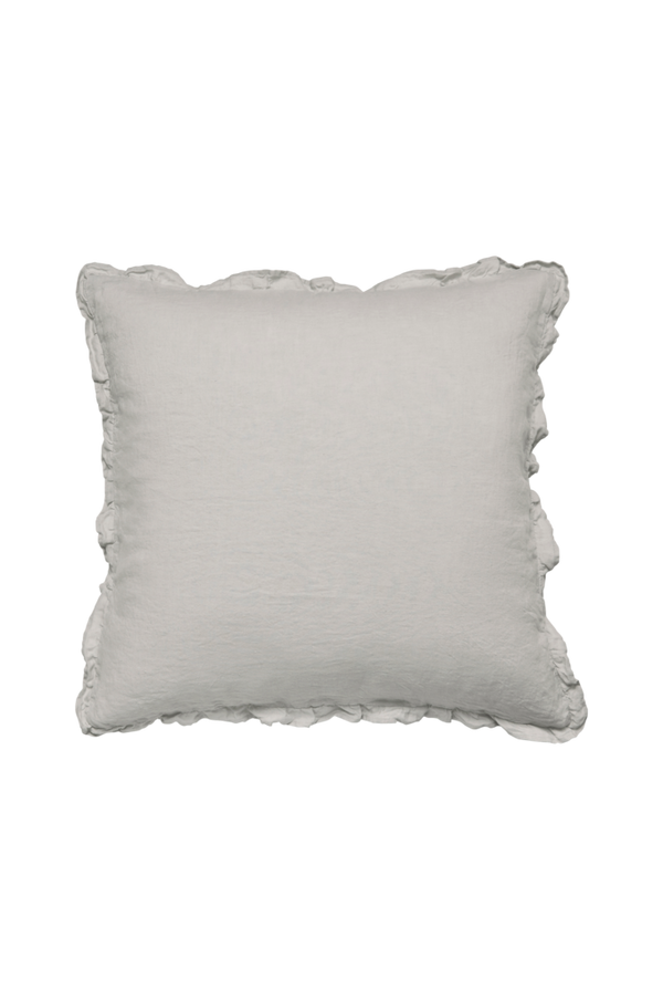 Bilde av Putevar Candice Frill i vasket lin, 65x65 cm - Lt grey
