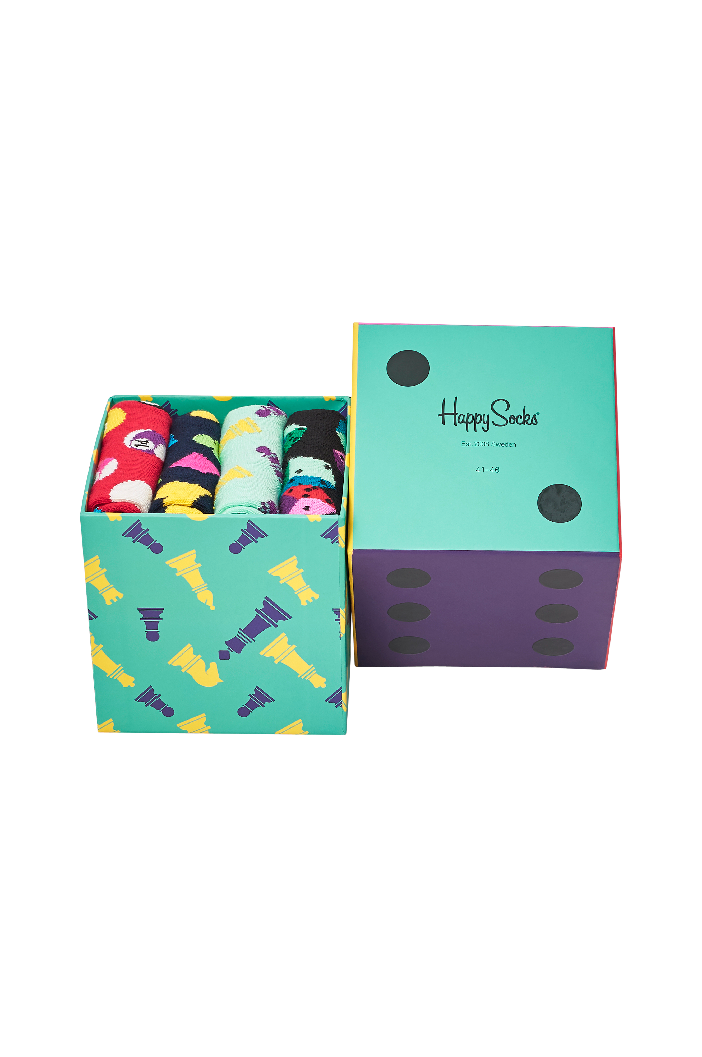 Happy Socks Lahjapakkaus Game Night Gift Box, 4 paria sukkia Sininen