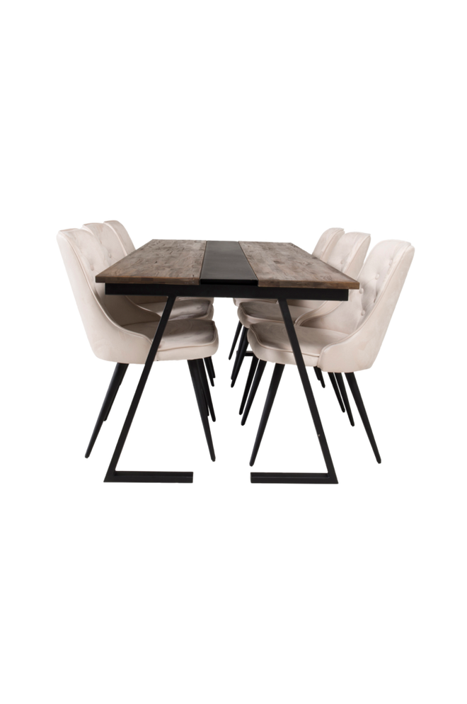 Bilde av Spisegruppe Brentwood bord og 6 stk Valleta stoler