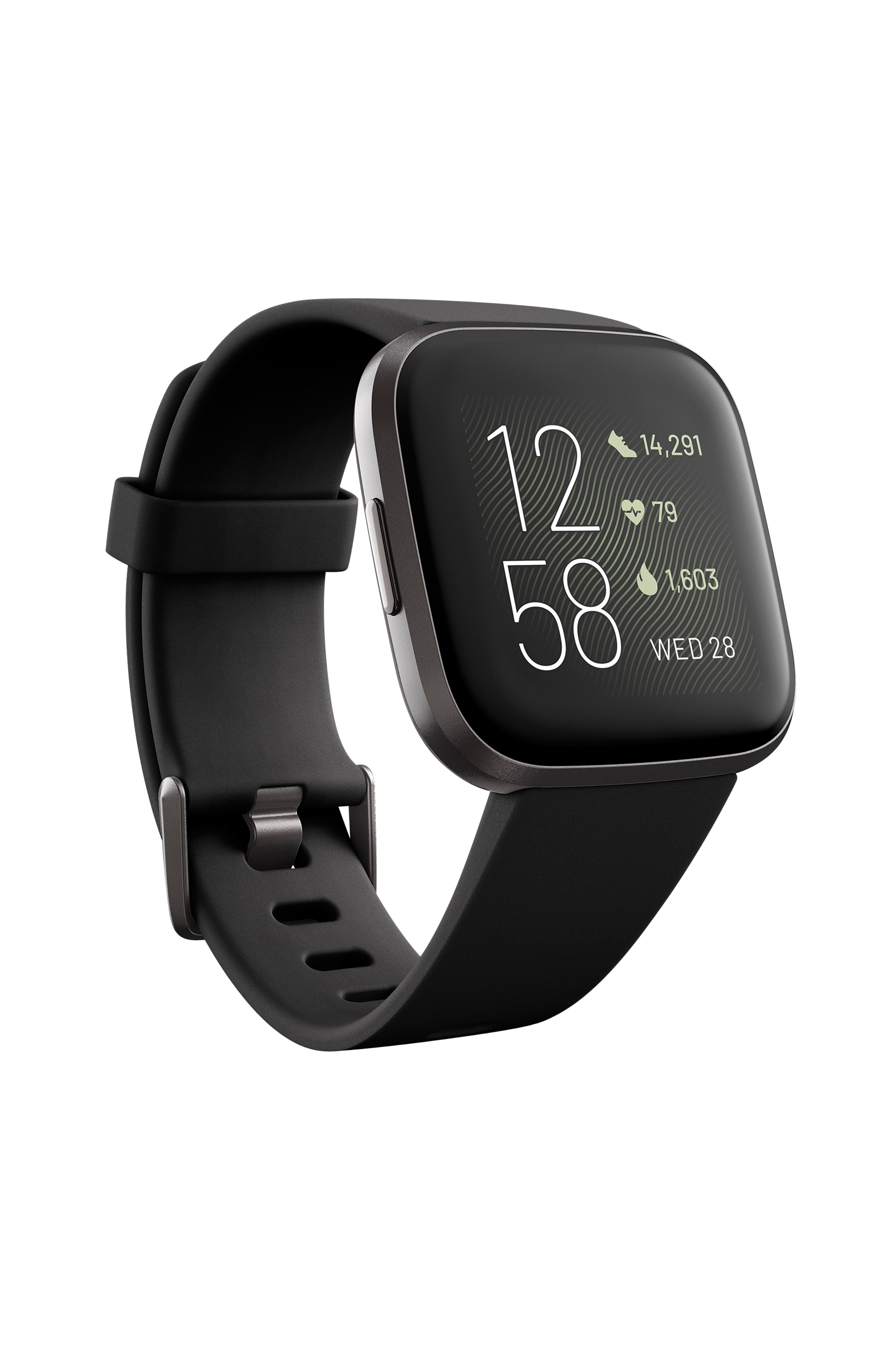 fitbit versa 2 carbon aluminum pebble