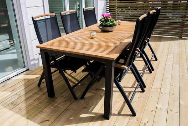 Bilde av Gruppe Panama bord, 6 stk Panama stoler Teak - 1
