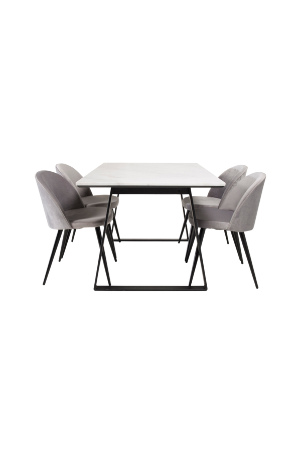 Bilde av Spisegruppe Espolla bord og 4 Valleta stoler - Grå svart
