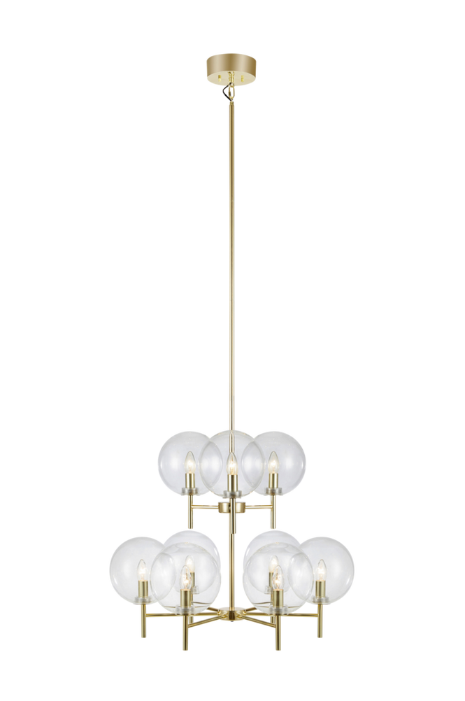 Celine 9-Light Shaded Chandelier Corrigan Studio Finish: Brass/Clear Brass,Black