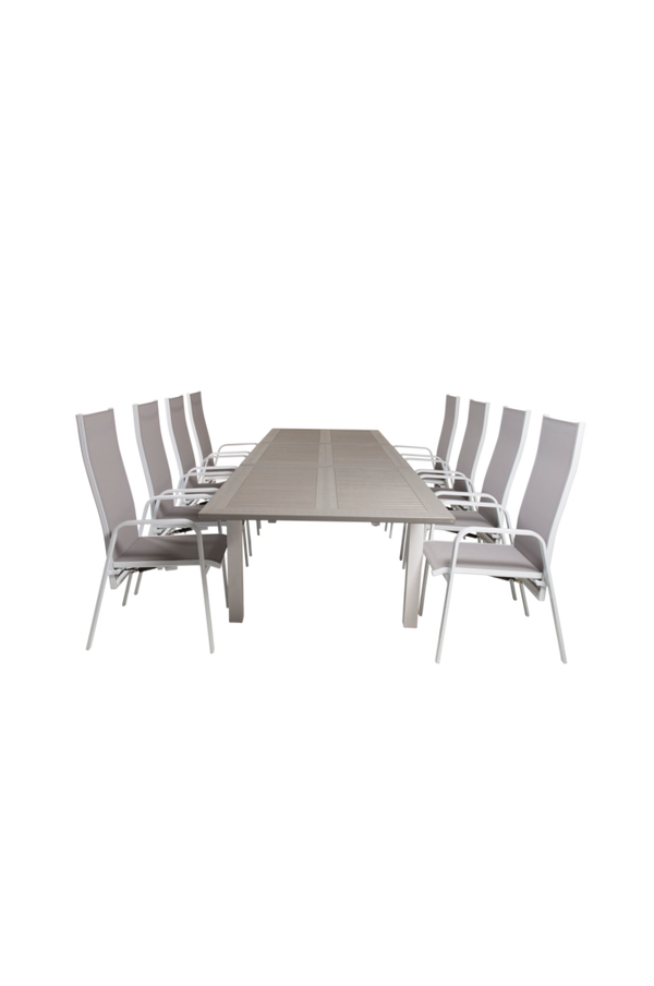 Bilde av Spisebord Athena og 8 Cassie spisestoler - Hvit/grå
