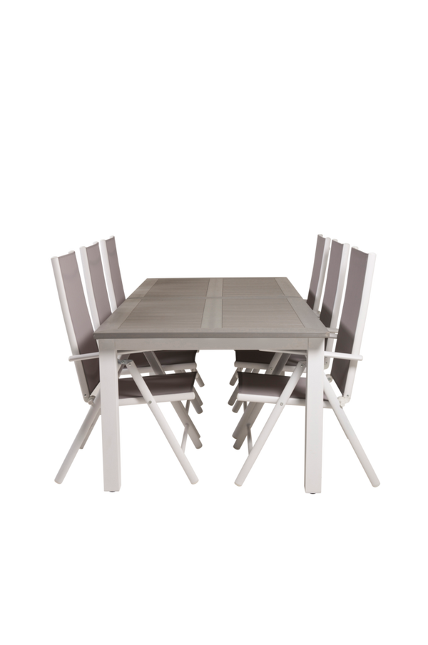 Bilde av Spisebord Athena og 6 Bliss spisestoler - Hvit/grå
