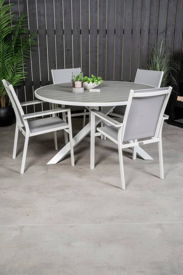 Bilde av Spisebord Pascal og 4 Pascal spisestoler - Hvit/grå
