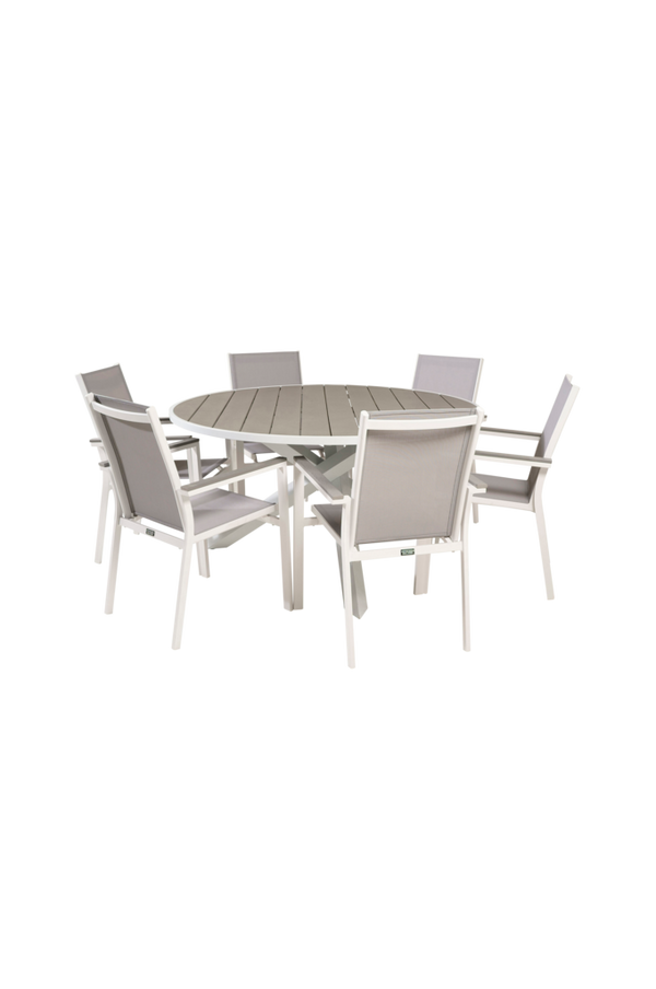 Bilde av Spisebord Pascal og 6 Pascal spisestoler - Hvit/grå
