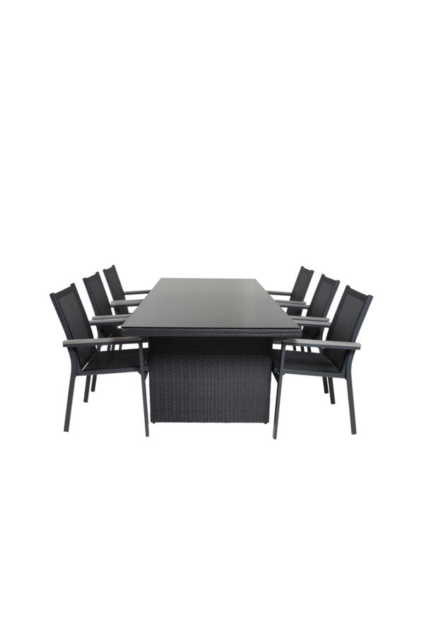 Bilde av Spisebord Prim og 6 Pascal spisestoler - Svart/grå
