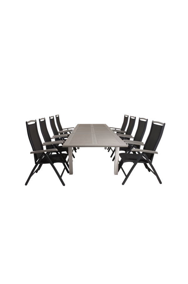 Bilde av Spisebord Athena og 8 Athena spisestoler - Svart/grå

