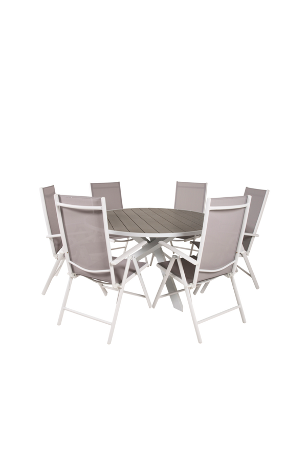 Bilde av Spisebord Pascal og 6 Bliss spisestoler - Hvit/grå
