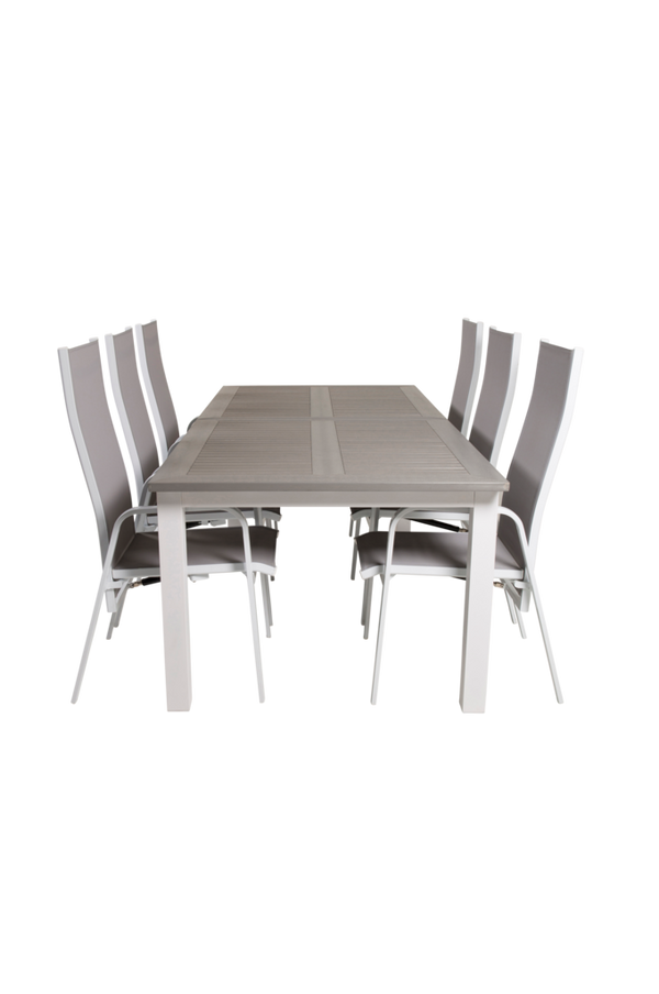 Bilde av Spisebord Athena og 6 Cassie spisestoler - Hvit/grå
