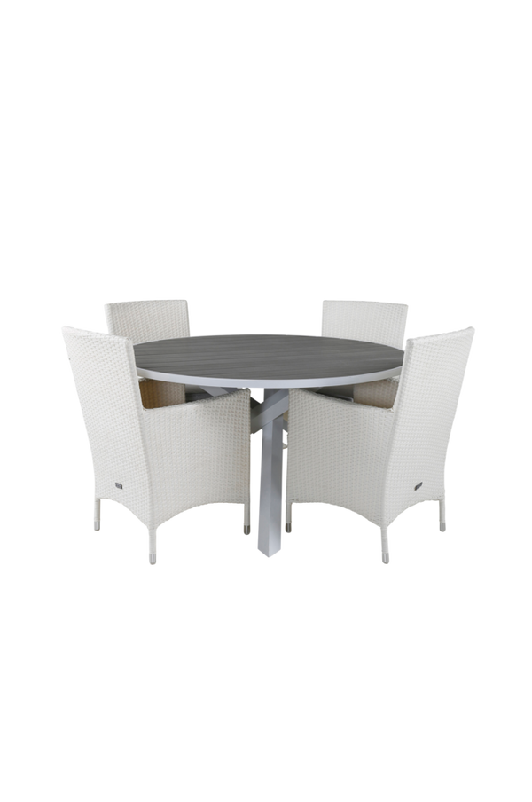 Bilde av Spisebord Pascal og 4 Meja spisestoler - Hvit/grå
