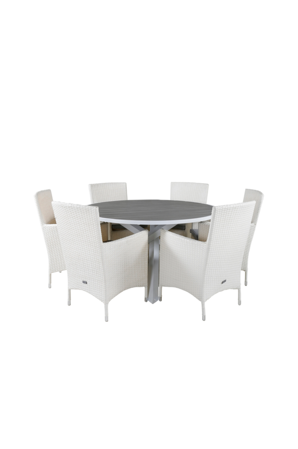 Bilde av Spisebord Pascal og 6 Meja spisestoler - Vit/ grå

