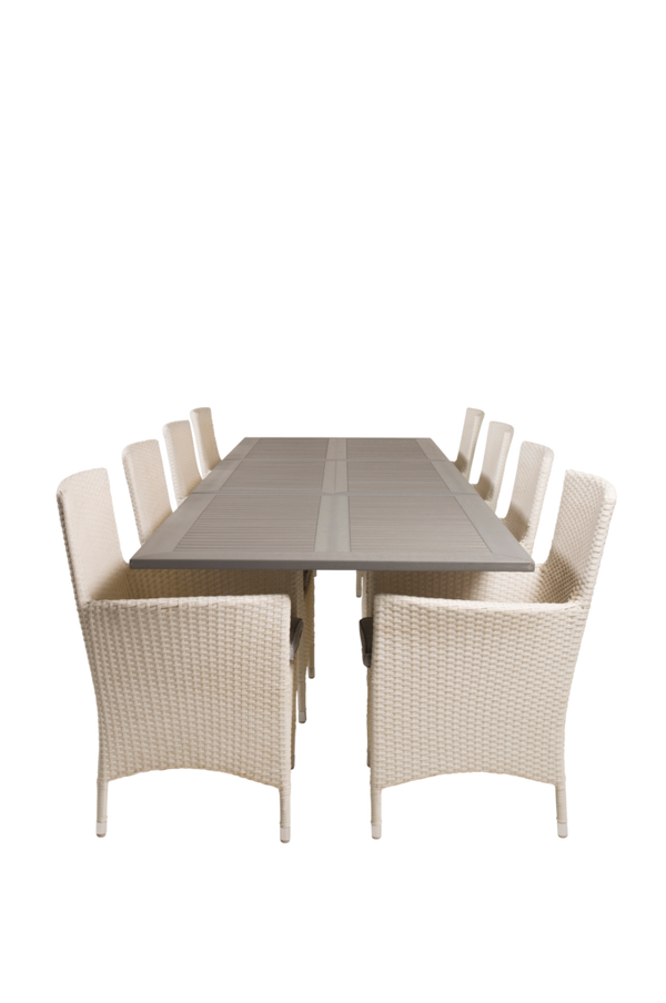 Bilde av Spisebord Athena og 8 Meja spisestoler - Grå/ vit
