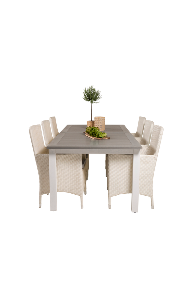 Bilde av Spisebord Athena og 6 Meja spisestoler - Hvit/grå
