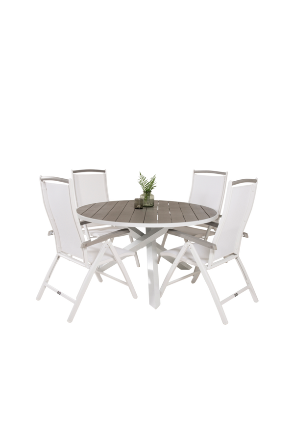 Bilde av Spisebord Pascal og 4 Athena spisestoler - Hvit/grå/natur
