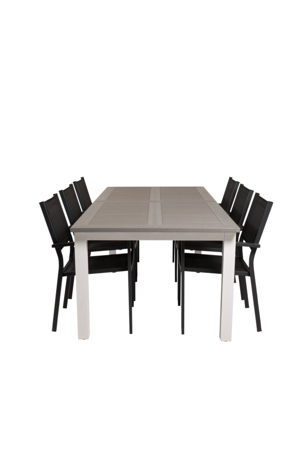 Bilde av Spisebord Athena og 6 Cassie spisestoler - Svart/grå

