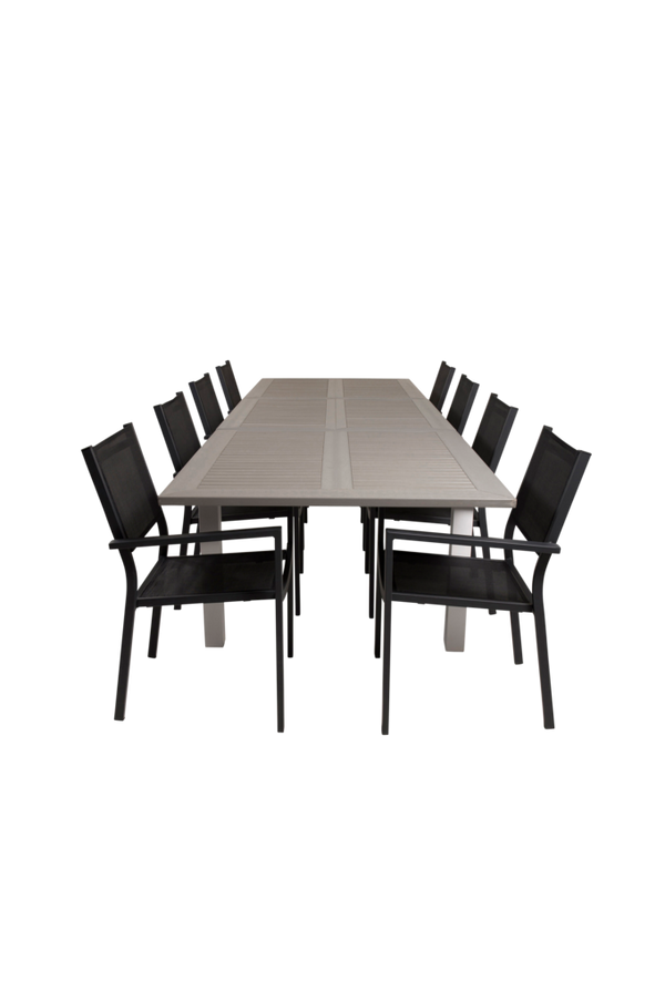 Bilde av Spisebord Athena og 8 Cassie spisestoler - Svart/grå

