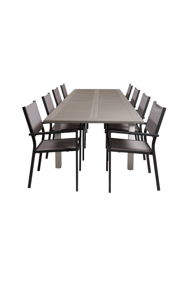 Bilde av Spisebord Athena og 8 Cassie spisestoler - Svart/svart/grå
