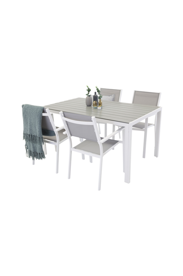 Bilde av Spisebord Bliss og 4 Cassie spisestoler - Hvit/grå
