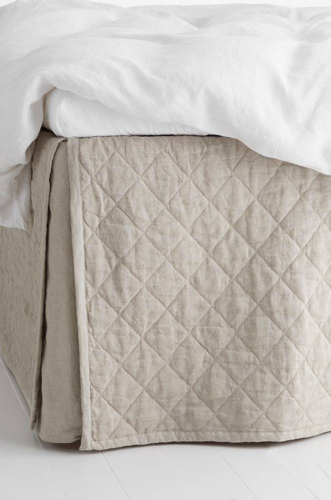 Sängkappa Candice Quilted i tvättat lin, höjd 60 cm