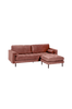 Sohva, 3:n istuttava, roosa sametti, rahi Debra, 222 cm