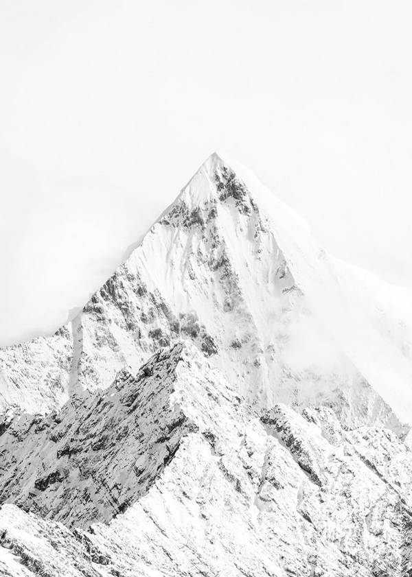 Bilde av Poster Mountain top white - 1
