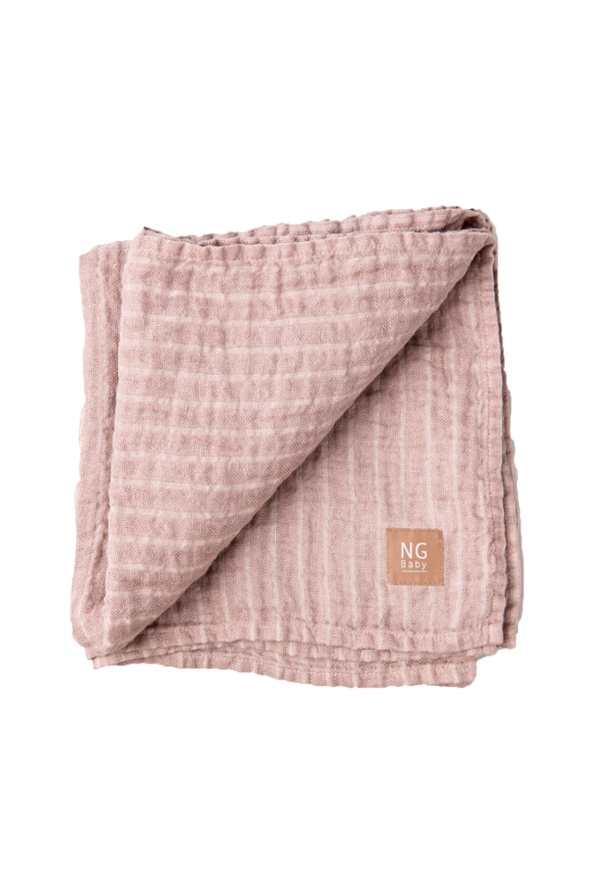 NG Baby Linpledd Dusty Pink + Ivory stripe