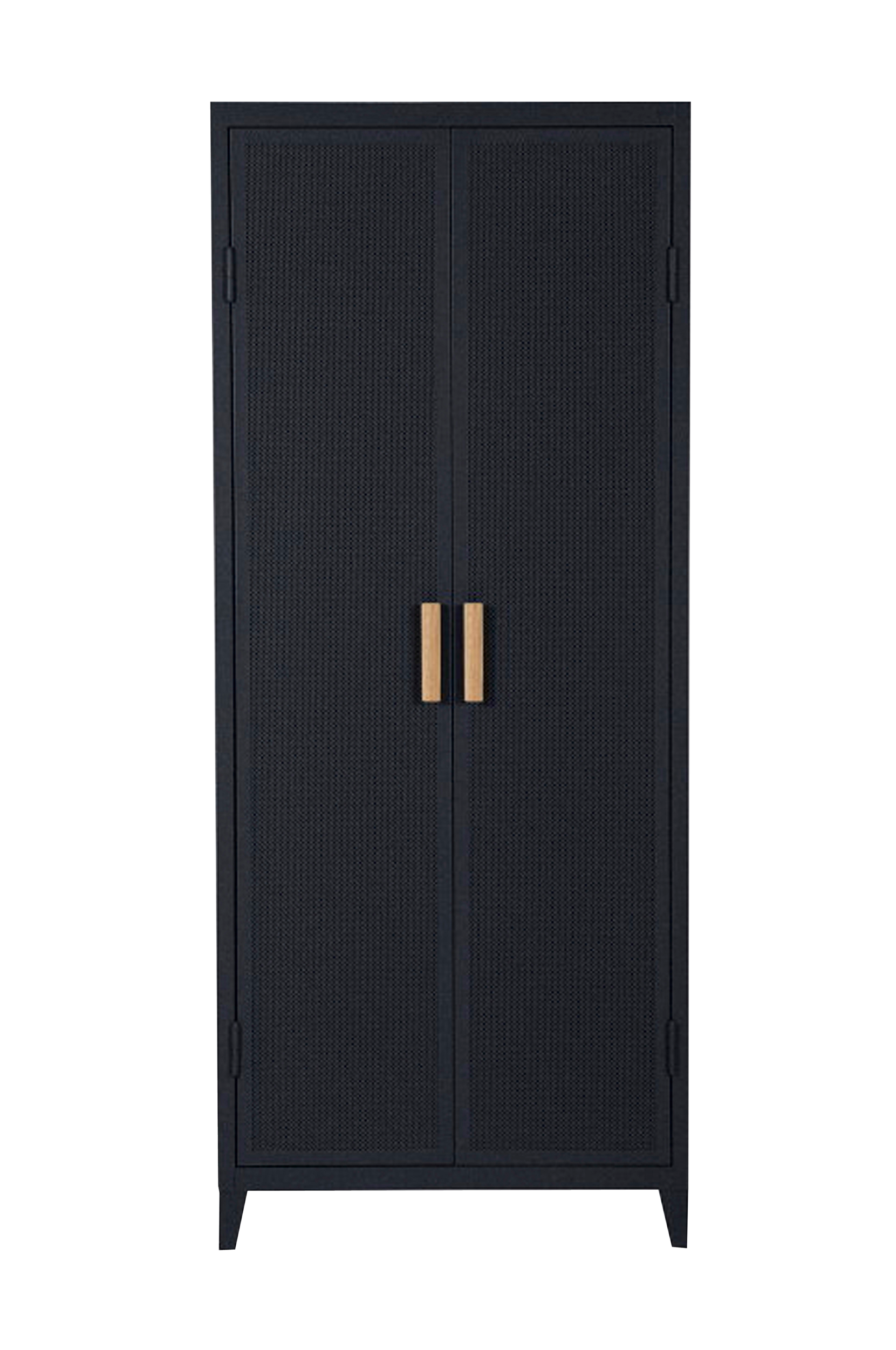 Tolix - Garderob B2 Perforated Locker Wardrobe Painted with PEFC Oak Handles - Blå
