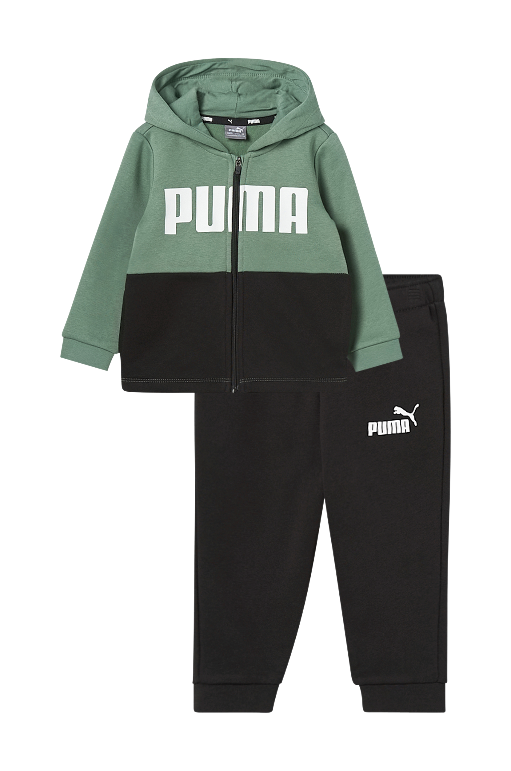 Puma - Sett Minicats Colorblock Jogger FL, hettejakke og sweatpants - Grønn - 74