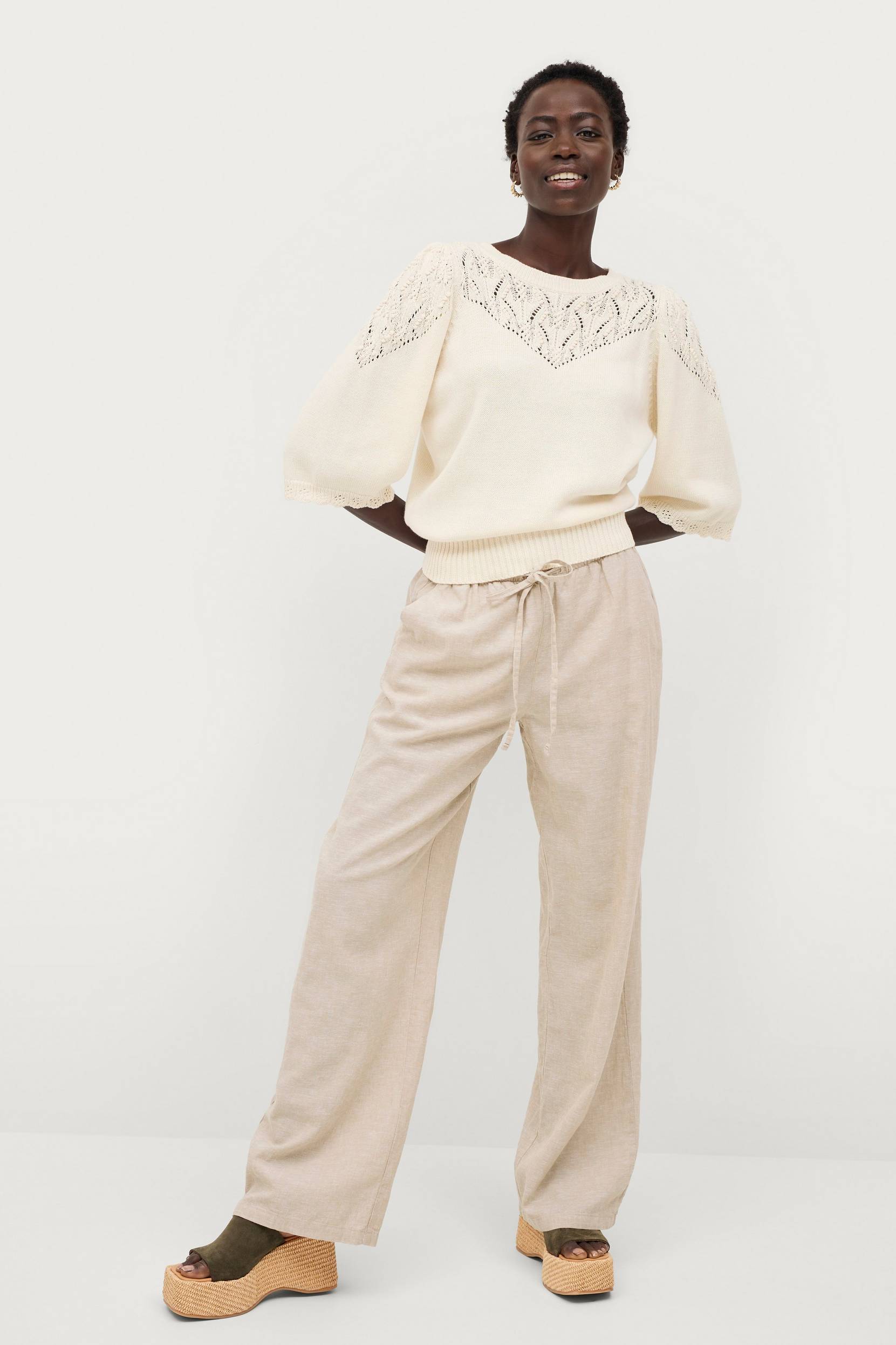 Gina Tricot - Byxor Dina Linen Trousers - Beige - 40/42