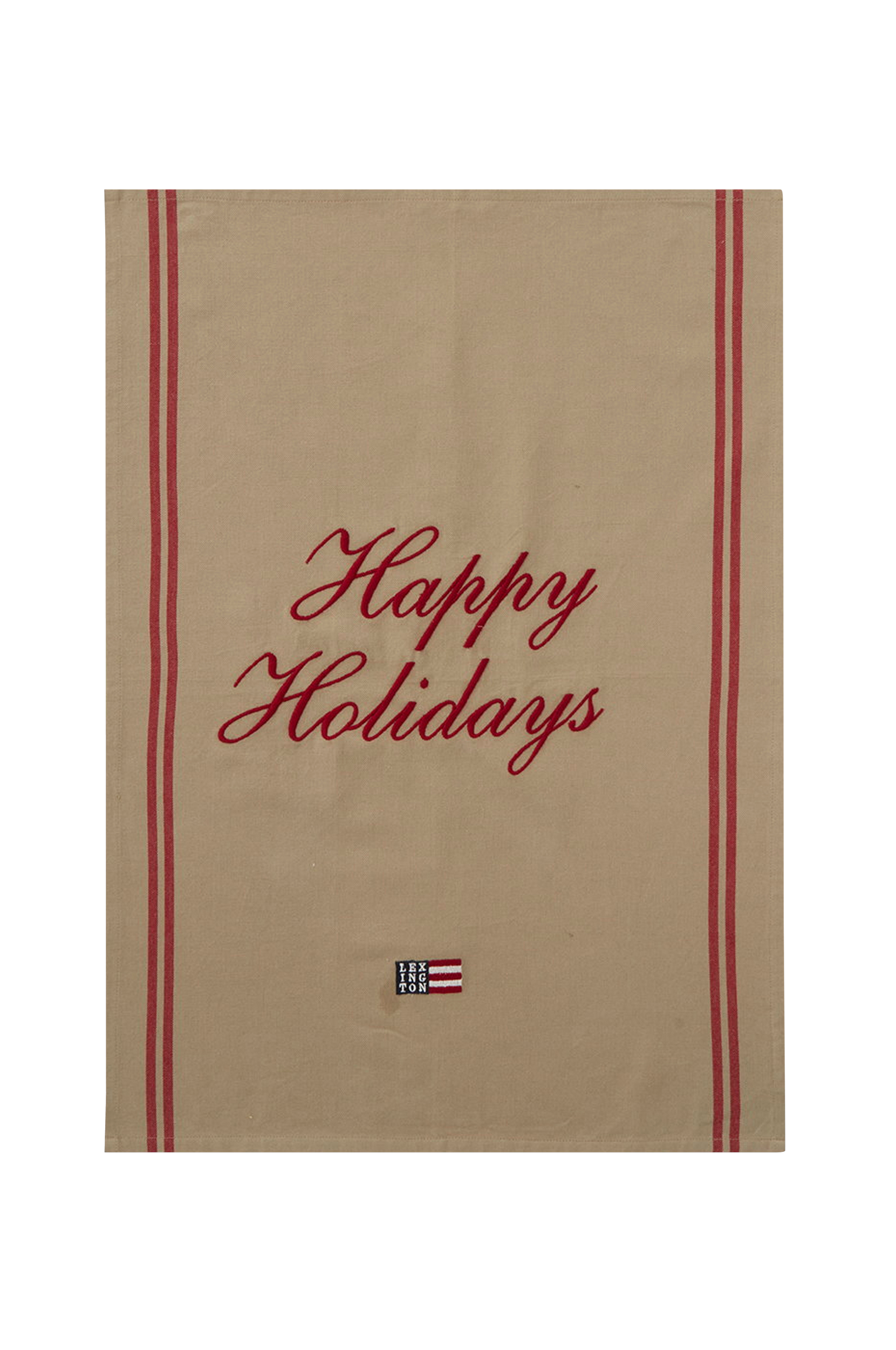 Lexington - Kökshandduk Happy Holidays Embroidered OrgCotton Kitchen Towel - Beige - 50X70