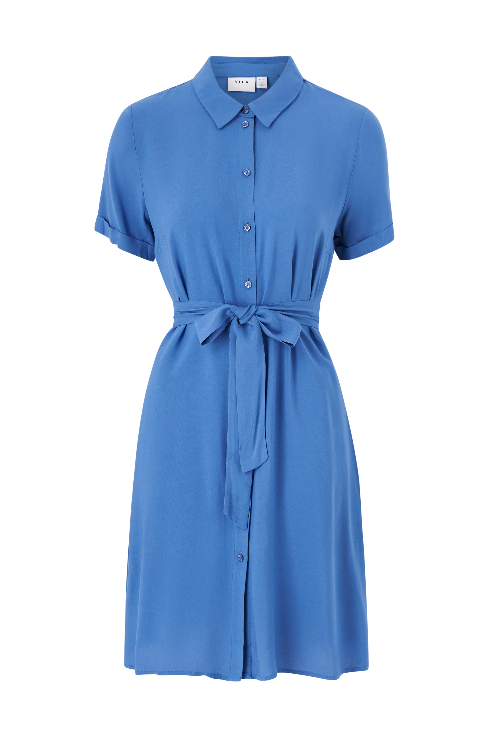 Vila - Skjortklänning viPaya S/S Shirt Dress - Blå - 40