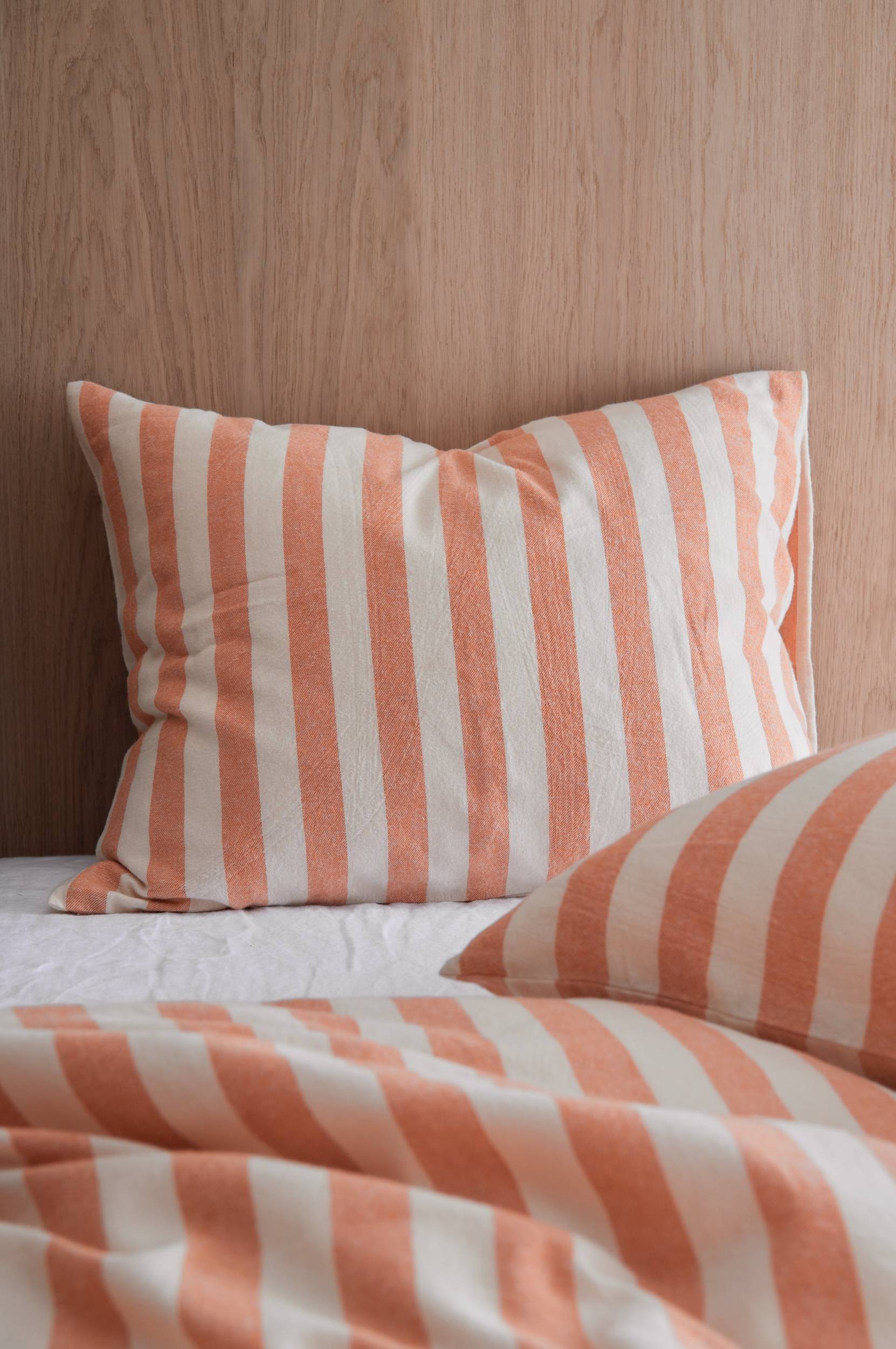 Ellos - Örngott Valerie Stripe i bomullsflanell - Orange - 50X60
