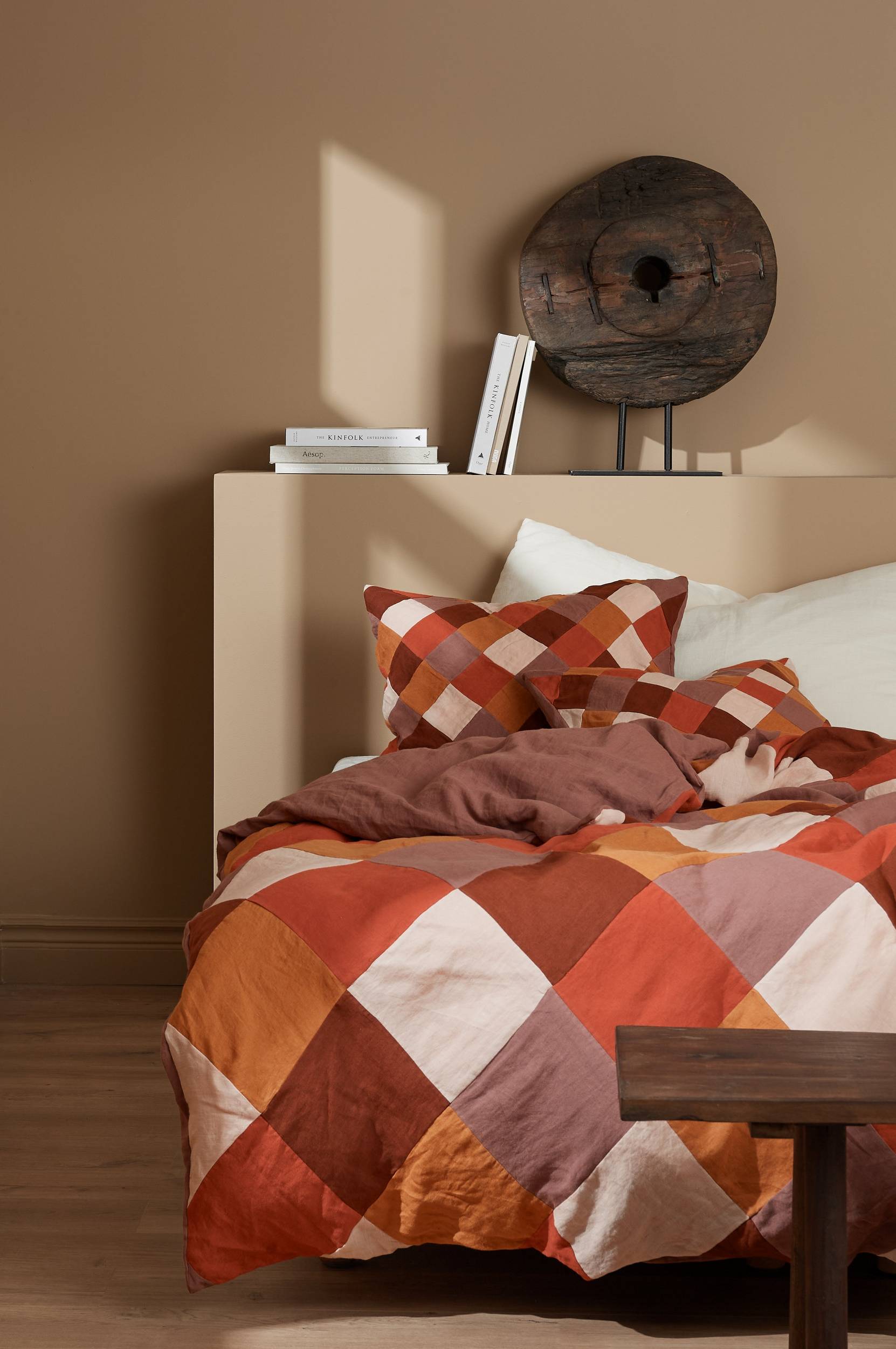 Ellos - Påslakanset Candice Patch i tvättat lin, 2 delar - Brun - 150X210