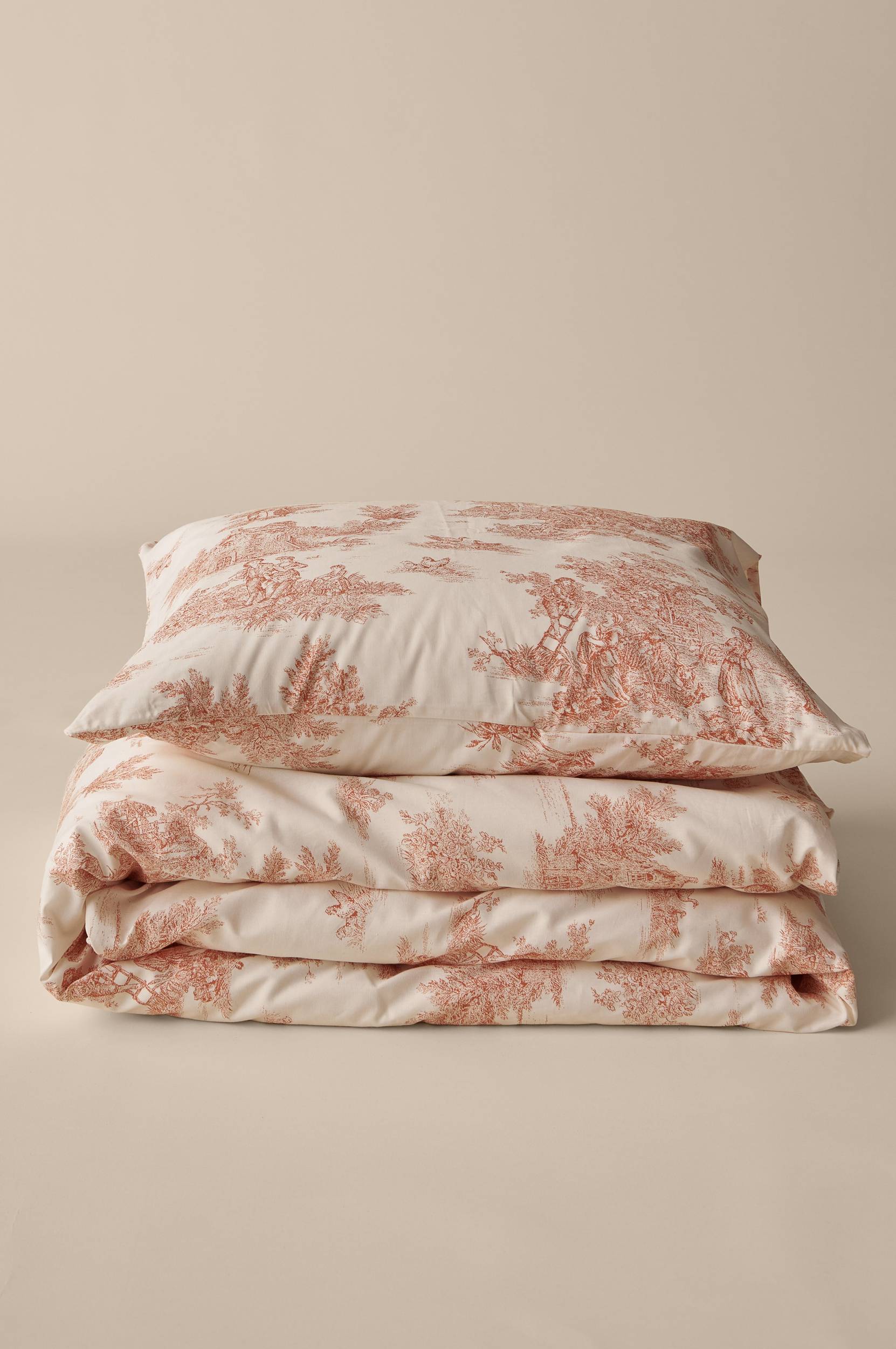 &Home - Påslakanset Heaven Toile i bomull, 2 delar - Orange - 150X210