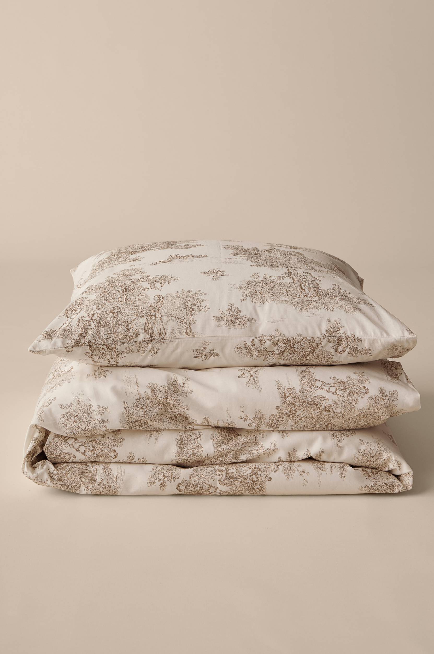 &Home - Påslakanset Heaven Toile i bomull, 2 delar - Brun - 150X210