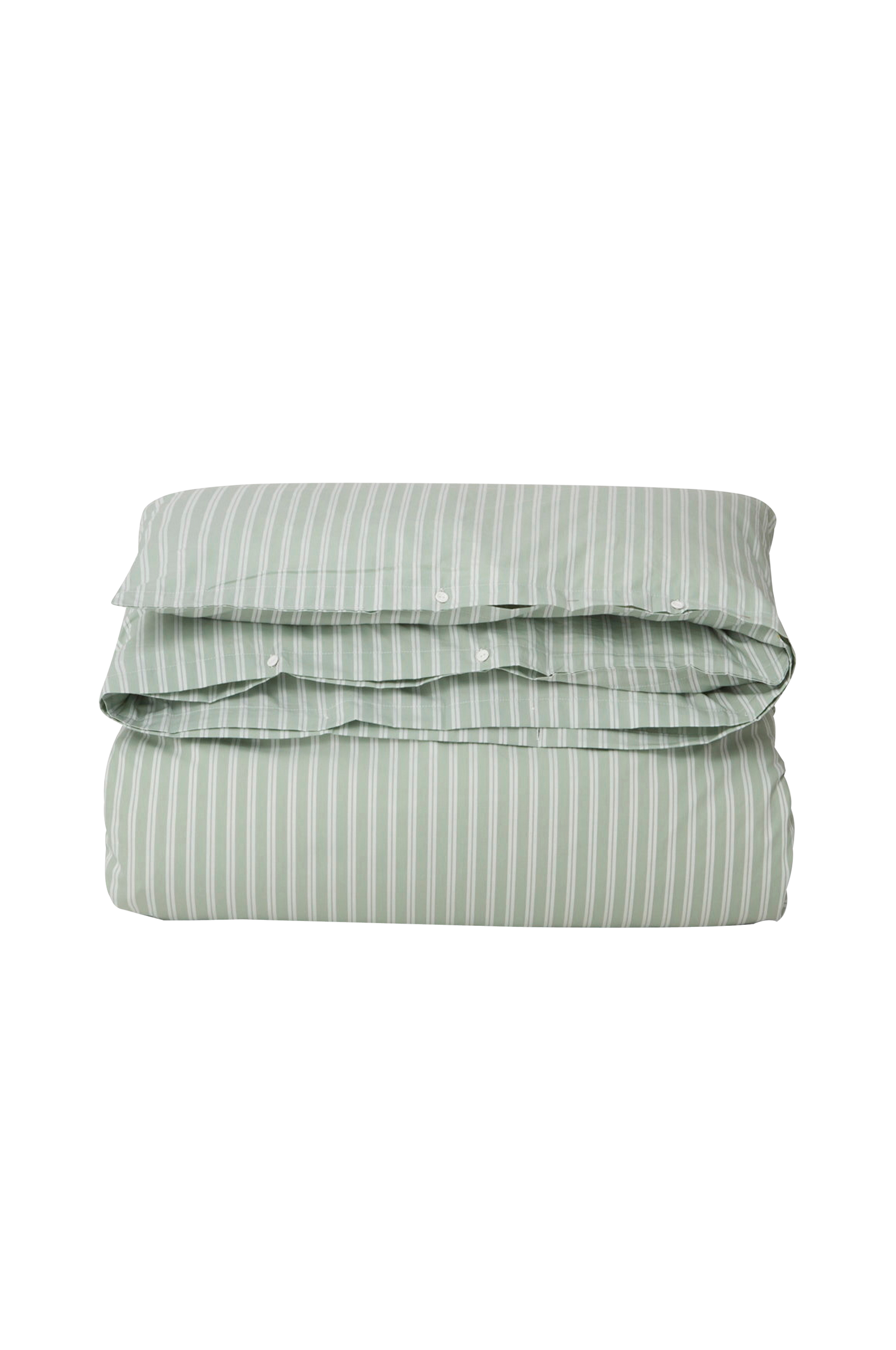 Lexington - Påslakan Striped Cotton Poplin Duvet Cover - Grön - 150X210