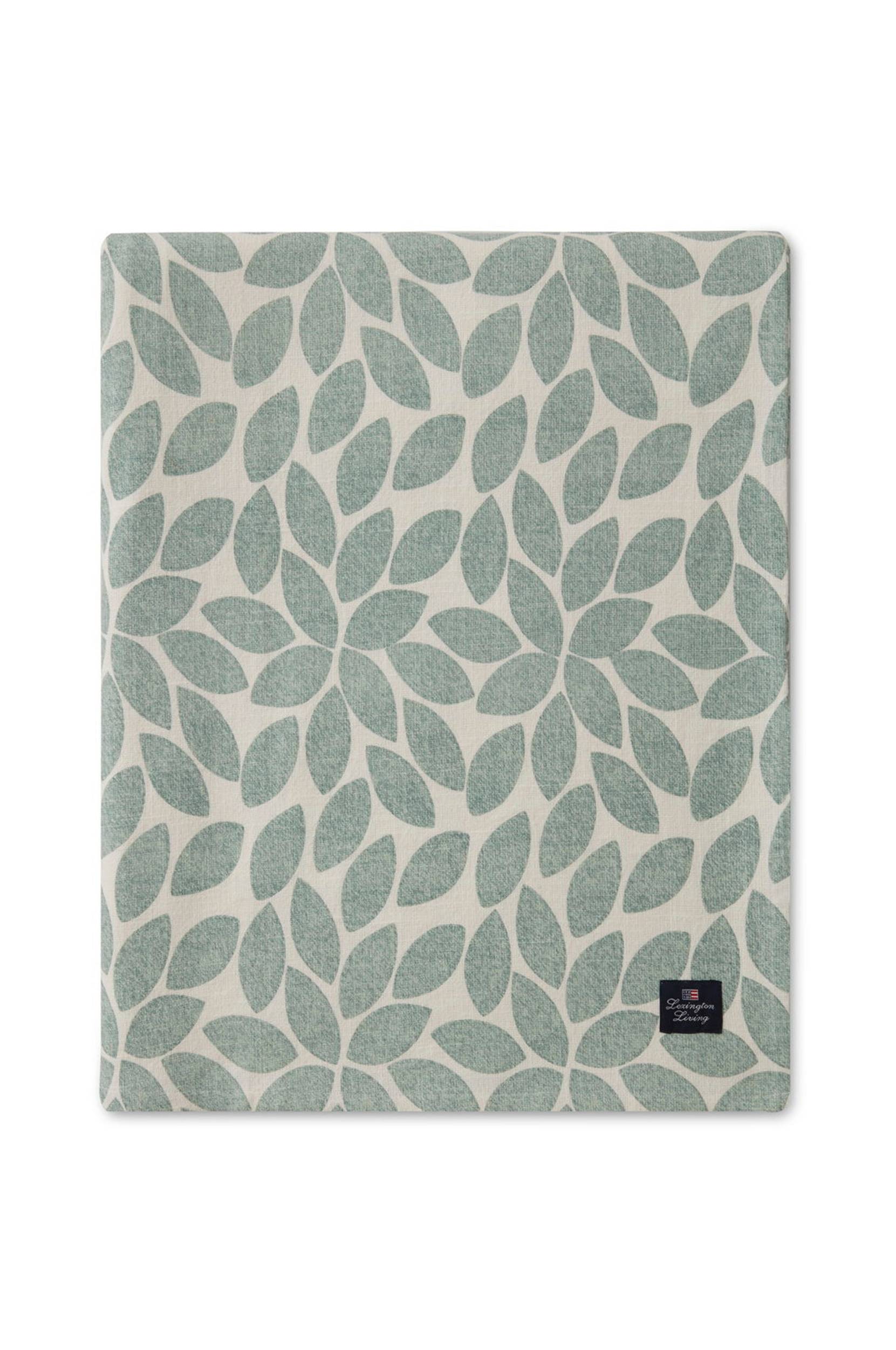 Lexington - Bordsduk Printed Leaves Organic Cotton Tablecloth - Grön - 150X250