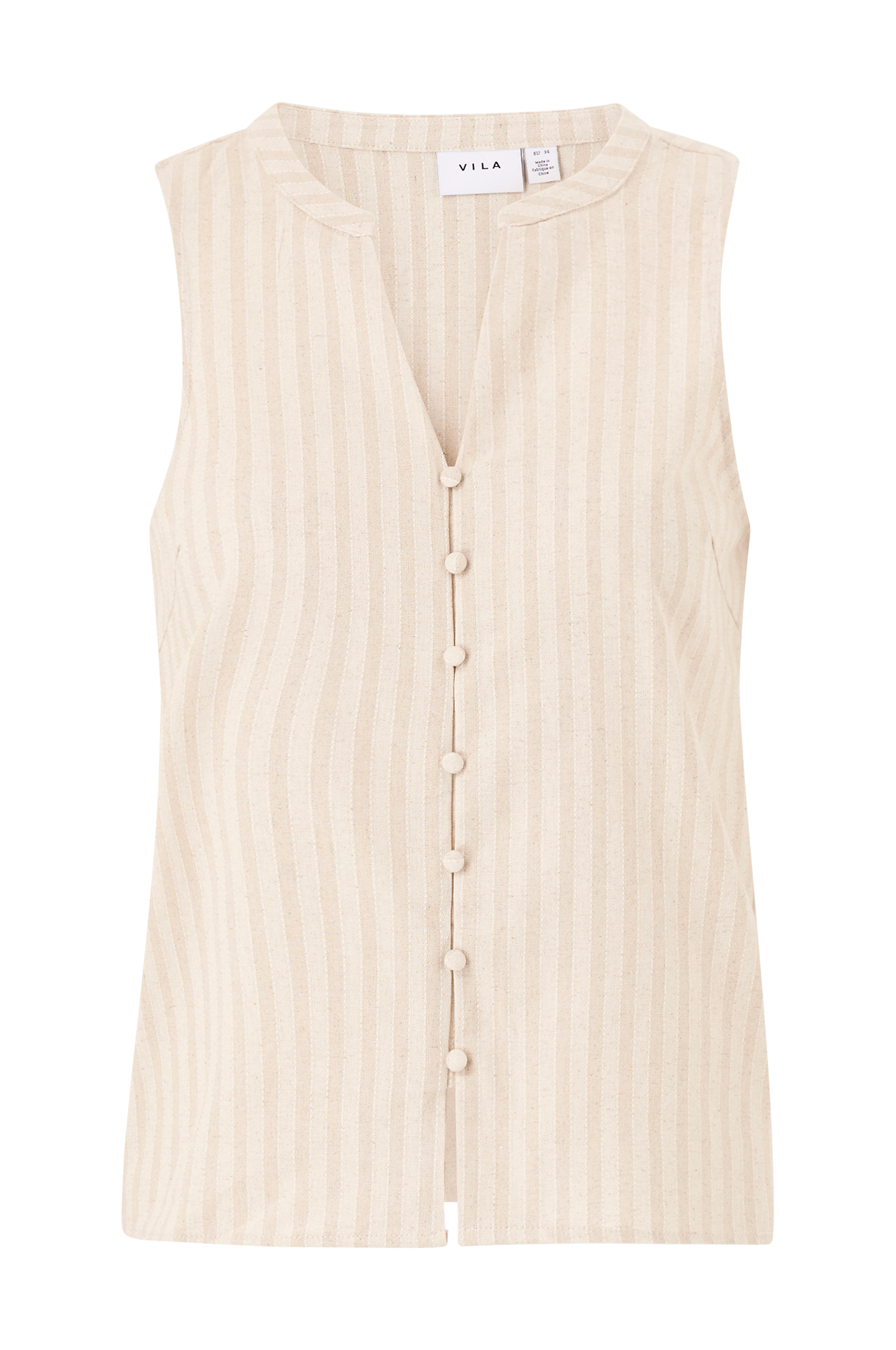 Vila - Väst viLipa V-neck Shirt - Brun - 44