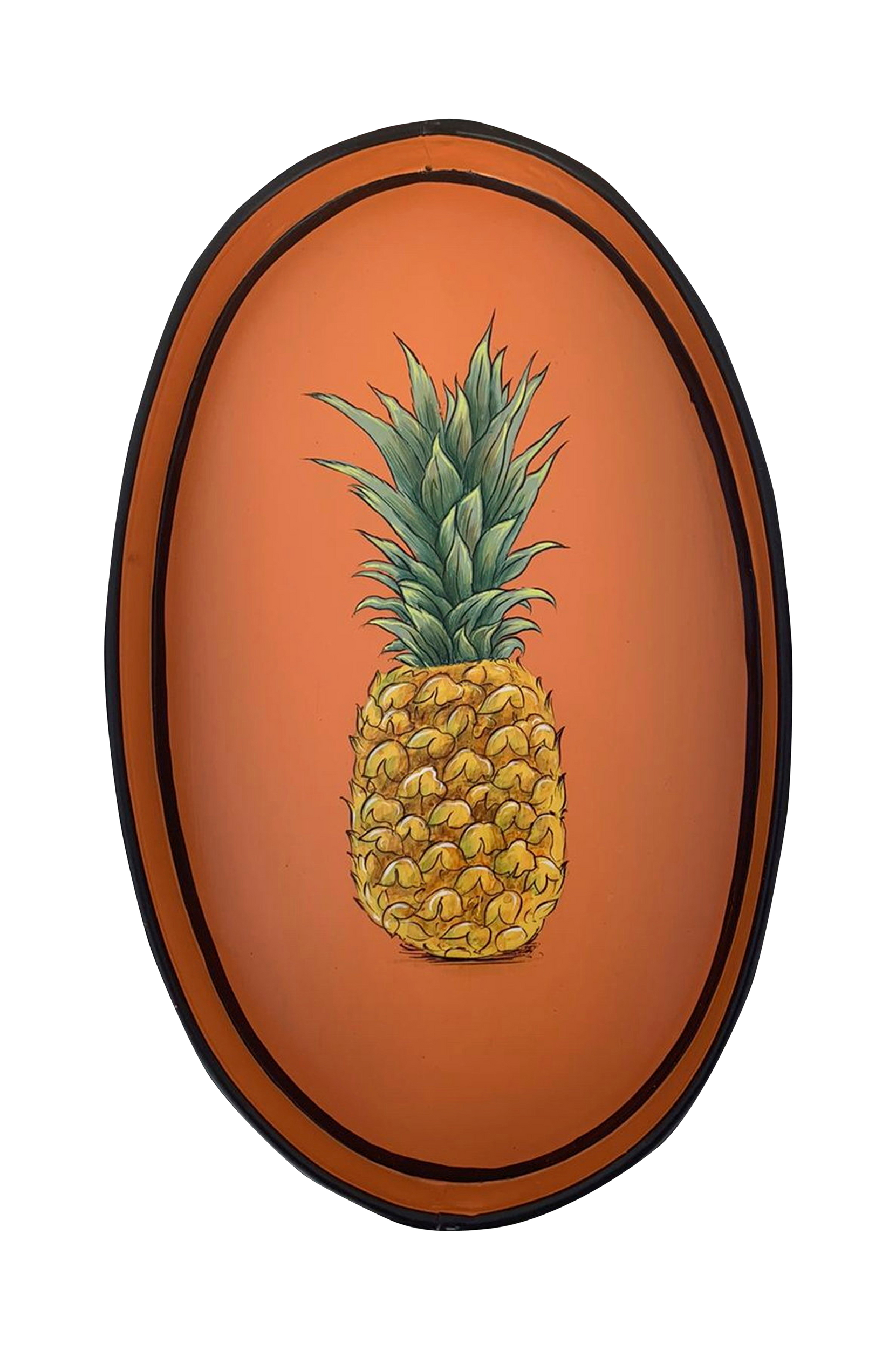 Les Ottomans - Bricka Fauna iron pineapple 33x20 cm - Orange