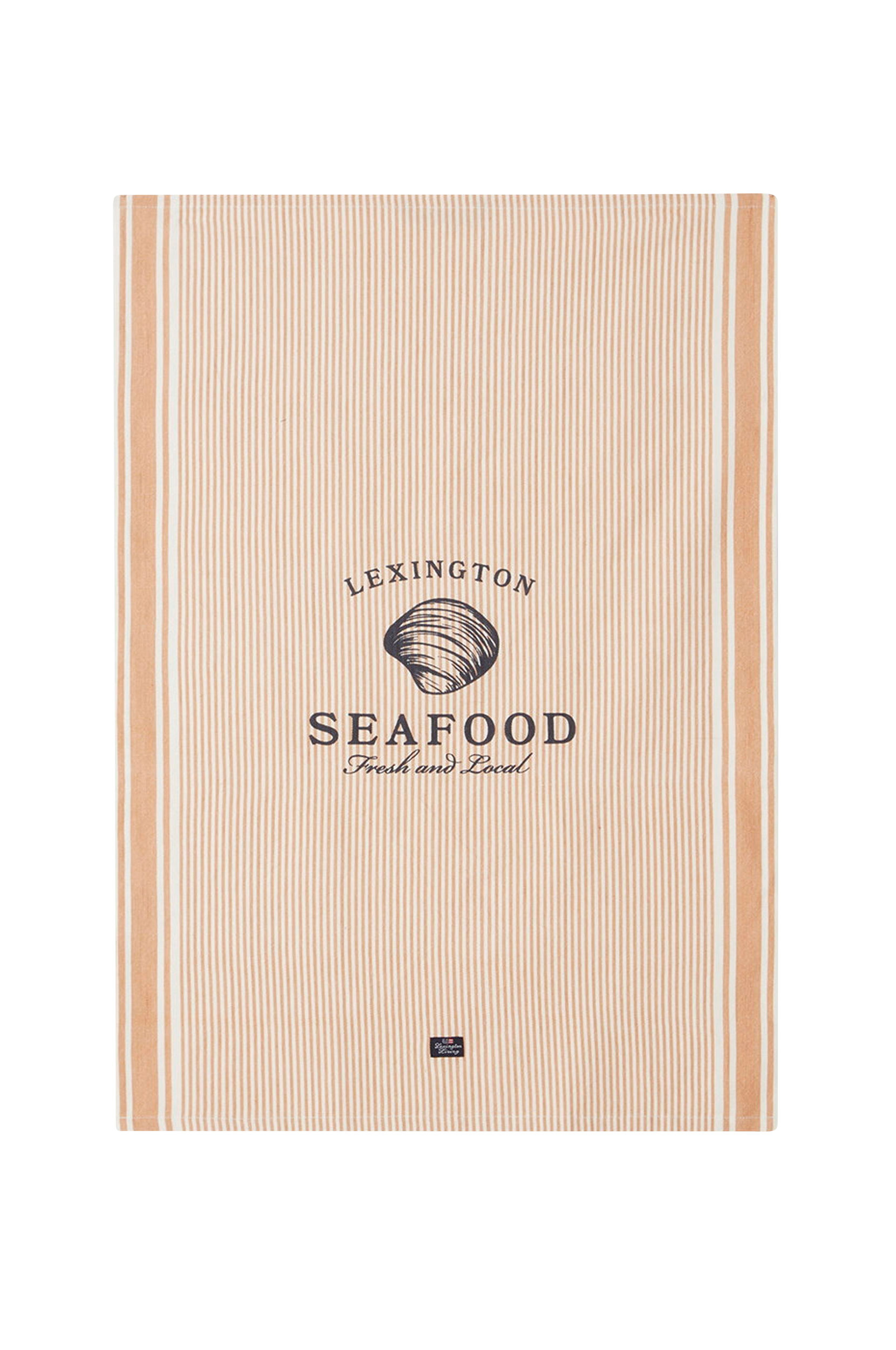 Lexington - Kökshandduk Seafood Striped & Printed Org Cotton Kitchen Towel - Beige - 50X70
