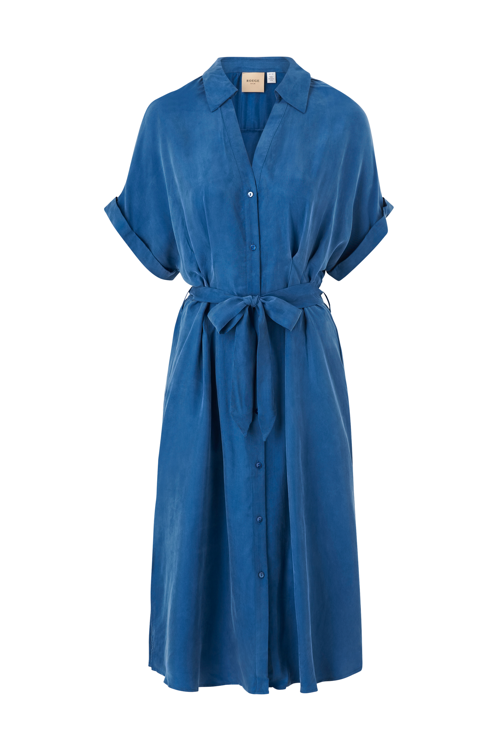 Rouge Vila - Skjortklänning viPalomina SS Shirt Dress - Blå - 36