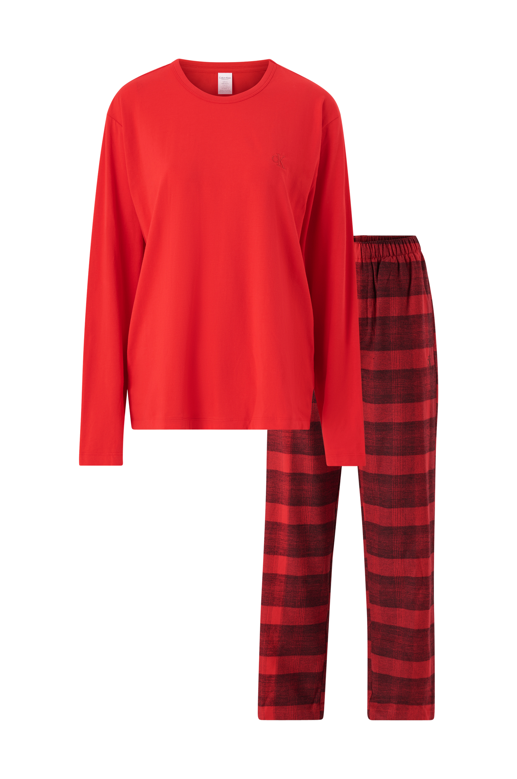 Calvin Klein Underwear - Pyjamas L/s Pant Set - Röd - 40